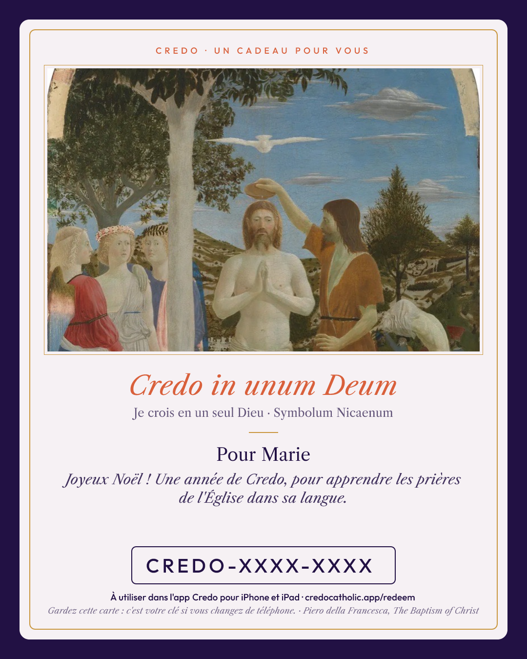 Credo in unum Deum — Piero della Francesca, The Baptism of Christ